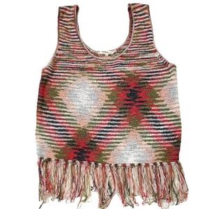 Rocks & Indigo knit fringed tank top medium new
